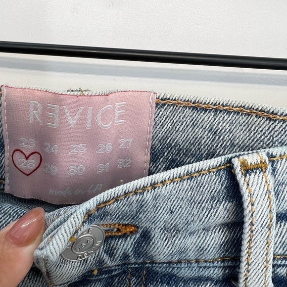 Revice Denim Reversed Bottom Cuffed Hem High Rise Straight Leg In Legally Blue - Picture 5 of 8